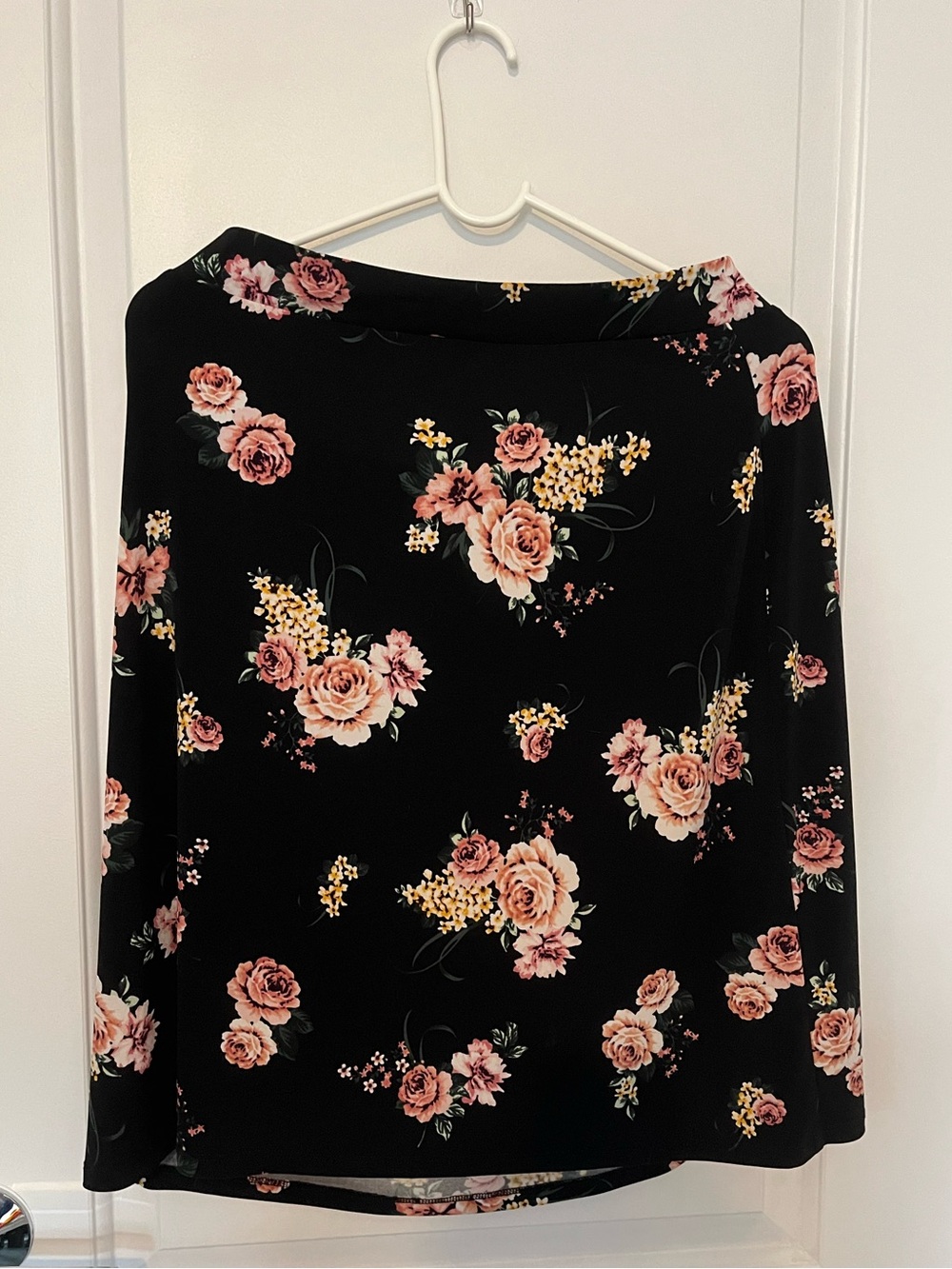 Philosophy Black Floral Skirt with Pink Rose and Yellow Accents